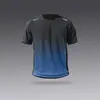 Roupa de Manga Curta de Secagem Rápida para Treino, Roupa Fina de Seda de Gelo para Corrida, Roupa em Cor Degradê, Camisa de Basquete Masculina de Verão para Fitness