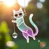 T Estilo Clássico Estilo Chinês Óculos Coloridos Gato 2D Plano Acrílico Espelho Retrovisor de Carro Pingente de Mochila Pingente de Carro