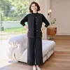 Mãe de Meia-Idade Primavera e Outono Novo Estilo Novo Estilo Chinês Colete Conjunto de Três Peças Meia-Idade e Idosos Calça de Perna Larga Estilo Chinês Tricô Conjunto Versátil
