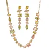 Conjunto de Duas Peças de Colar e Brincos de Cristal Zircônia Coloridos Inspirados em Design, Estilo Festivo, Conjunto de Joias Fresco e Versátil para Vendas Transfronteiriças