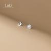 Brincos de Prata S925 Estilo Floresta Pequenos Frescos com Diamante Sol para Mulheres Verão Brincos de Lua Assimétricos G9460