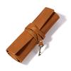 Estuche de Cuero Crazy Horse para Pinceles, Bolígrafos y Lápices Estilo Enrollable Caja de Almacenamiento para Artistas Bolso Cuero Genuino