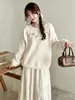 Suéter de Punto Pesado Bordado Nuevo Otoño/Invierno 2026, Estilo Coreano Holgado Suave Delicado Suéter Jersey para Mujer, Moderno