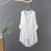 Camisa con Capucha de Manga Larga de Lunares Estilo Coreano para Mujer, Nueva Llegada de Verano, Muy de Hada, Cárdigan Delgado de Longitud Media Suelto, Chaqueta Protectora del Sol