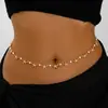 Corrente de Cintura com Pingente de Concha para Férias na Praia Transfronteiriça Europeia e Americana Corrente Corporal Sexy de Pérola e Vieiras para Bikini Feminino