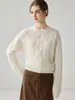 Suéter de tricô trançado 100% cashmere, pesado e extra espesso, com gola redonda, perfeito para outono e inverno, oferecendo calor e um caimento luxuoso e relaxado.