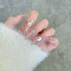 Manicura Uñas Portátiles Ojo de Gato Parches de Uñas Hechos a Mano Color Champaña Uñas Postizas Mayoreo Extraíbles y Versátiles