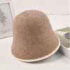 Sombrero de Pescador de Punto para Mujer Estilo Coreano Color Sólido Imitación Cachemir Otoño e Invierno Engrosado Cálido que Muestra la Cara Pequeño Grande Cabeza Sombrero Cubo