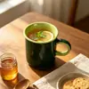 Cerámica Verde Retro Vajilla Cuenco Pétalo Plato Largo Mantequillera Tetera Taza Vajilla Doméstica de Hotel Venta al por Mayor Transfronteriza