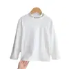 Camiseta Base Branca de Algodão Puro para Meninos Estilo Novo Moletom de Outono para Crianças e Bebês Roupa de Outono