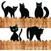 Placa de Jardim Popular Transfronteiriça Gato Preto de Halloween com Olhos Brilhantes, Decoração de Gramado de Jardim ao Ar Livre