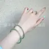 Brazalete delgado redondo de ágata blanco hielo natural, brazalete Dingdang mitad montaña mitad agua, brazalete delgado de calcedonia, pulsera de mujer de 4MM