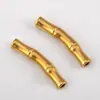 Pingente de Tubo Curvo com Junta de Bambu em Aço Inoxidável 304, Dourado 18K, com Furo de 6mm, Contas Espaçadoras de Superfície Curva, Acessórios para Joias DIY