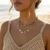 Collar de Perlas de Estilo Oceánico Transfronterizo de Verano, Cadena para Clavícula Estilo Vacaciones en la Playa, Collar Multicapa con Múltiples Colgantes de Estrella de Mar y Caracola