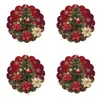 Juego de 4 Manteles Individuales Redondos de Comercio Exterior Tenu, Manteles Individuales de Árbol de Navidad Rojos, Estampado de Decoración Navideña, Antideslizantes y Duraderos