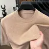 Bestseller de live streaming: Camiseta de malha de cor sólida com mangas curtas, suéter fino de malha masculina business casual com gola redonda e meia-manga, camiseta de malha para usar por baixo