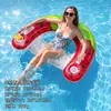 Boia Flutuante Insuflável para Piscina, Assento Flutuante de Melancia em Forma de U para Travessia de Fronteira, Sofá Aquático de PVC Espesso para Uma Pessoa, Cama Flutuante Insuflável