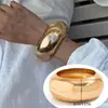 Pulseira Larga Geométrica de Metal em Arco Estilosa Exagerada Transfronteiriça Europeia e Americana para Mulheres Moda Ins Textura Anel Liso Pulseira Brilhante