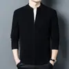 490g 100% Lana Pura Engrosada Chaqueta Suéter de Lana de Negocios para Hombre 2026 Otoño/Invierno Cuello Alto Cálido Cárdigan para Hombre