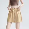 Shorts esportivos casuais cor damasco para mulheres, estilo fino de verão, novidade 2026, cintura alta, soltos, modeladores, calça pantalona com cordão