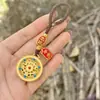 Llavero Antiguo Chapado en Oro Cinco Bendiciones Estilo Chino Colgante de Aleación Bolsa de Paz Colgante Carácter de la Fortuna Colgante Retro
