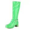 Botas Tamanho 30-48 Exportação Europeia e Americana Botas Femininas Sola Grossa Salto Grosso Fivela de Cinto Botas de Cano Alto Botas Longas Botas Femininas da Moda