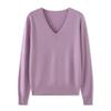 Suéter Feminino de Cashmere Sem Costura Peça Única Decote V Outono Inverno Cor Sólida Top Pulôver Solto Camisa Base de Lã Tricotada para Mulheres