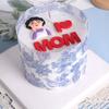 Decoraciones para tartas del Día de la Madre de la Reina Roja de Internet Delantal de pegamento suave Sombrero de cumpleaños Vestido con borde de pastel de flores Plug-in