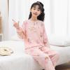 Pijama Masculino de Manga Longa, Roupa de Casa de Seda de Algodão, Roupas de Verão Finas com Ar Condicionado para Crianças, Roupas de Verão para Bebês, Roupas Infantis para Meninas