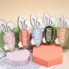 Artesanía de Rábano de Madera con Orejas de Conejo para Pascua Transfronteriza Adornos Colgantes de Madera Accesorios para Fotos Decoraciones Colgantes Decorativas Creativas