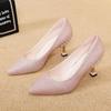 Salto Alto Prateado Salto Gatinho Feminino 2025 Novo Salto Médio Strass Francês Salto Agulha 5cm Sexy Paetês 7cm Sapatos Femininos