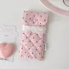 Estuche Portátil para Lápices con Botón a Presión y Adorno de Encaje Femenino Bolsa para Gafas de Tela para Estudiante con Lunares Bolsa de Almacenamiento de Papelería de Alto Valor