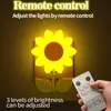 Vida Colorida 210 Luz de Noche de Girasol Control Remoto Luz de Noche Creativa para Dormitorio Compañero para Habitación Infantil Decoración para Mamá