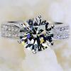 Anillo de Celebridad de Internet Transfronterizo Clásico Más Vendido de Seis Garras 3 Quilates Anillo de Diamantes de Doble Fila Anillo para Mujer Joyería de Lujo Europea y Americana