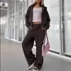 Conjunto de Moda Casual Feminino Europeu e Americano Novo Outono 2026 Conjunto de Moletom e Calça de Cor Sólida para o Dia a Dia