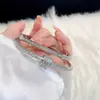 Pulseira de Aço Titânio Prata Feminina Anel de Zircônia de Alta Qualidade Joia de Mão Pulseira Prata Pulseira de Corda Pulseira Atacado