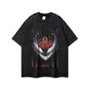 Camiseta de manga curta com estampa de anime, lavagem pesada, estilo vintage, para homens e mulheres. Versátil, estilo street hip hop, para casais, camiseta de meia manga.