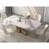 Mesa de Comedor y Sillas Combinadas de Placa de Roca de Luz Nórdica Lujo Ligero Moderno Simple Mesa de Comedor para Apartamento Pequeño Hogareño Mesa Rectangular Italiana