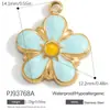 Accesorios de Joyería de Acero Inoxidable Transfronterizos Maleta de Dibujos Animados Goteo de Aceite Flor Colorida Chapado en Oro Real de 18K Colgante