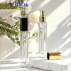 Botella de Perfume Cuadrada Delgada Tipo Prensa de 10 ml, Botella Cosmética Vacía Portátil, Botella con Atomizador Transparente de Rosca y Fondo Grueso