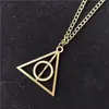 Colar Pingente Geométrico Redondo Triângulo Rotativo Relíquias da Morte Luna Harry Potter Joias Retrô Europeias e Americanas