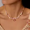 Colar de Pérolas Artificiais, Concha, Contas de Vidro Estilo Resort à Beira-Mar Conjunto de Colares Personalizado Elegante de Nicho de Alta Qualidade para Mulheres