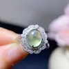 Anel de Pedra de Uva Natural com Cristal Fluorescente Tipo Gelo, Prata 925 Limpa Finamente Incrustada, Pedra Principal 8*10mm