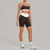 Conjunto de yoga com cores cruzadas e alças duplas, toque de alta qualidade, roupas esportivas para fitness, conjunto para corrida e exercícios 6211+5397