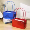Bolso de mano tipo espejo plateado brillante para flores, caja de regalo, bolso de mano de papel con material floral brillante