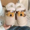 Botas de Nieve de Oso Lindas de Estilo Nuevo para Mujer de Invierno con Hebilla de Cinturón Personalizada Calzado de Algodón de Moda para Exteriores Retro