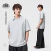 ANSWER ME Camiseta Retro Estilo Chinês Original Falsa de Duas Peças com Gola Reversível para Homens, Solta Casual Tendência de Manga Curta POLO16