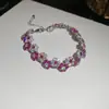 Pulsera de Cierre Redondo Colorida con Circonita Brillante, Pulsera de Lujo Ligero de Alta Gama, Accesorio de Mano Versátil Dulce de Nicho y Personalidad para Mujeres