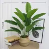 Flores Artificiales para Decoración de Sala de Estar, Plantas Verdes Falsas de Pie para Dormitorio, Macetas de Flores Falsas, Artículos Decorativos, Hojas de Monstera para Decoración de Interiores