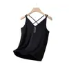Top de Seda Simulada Estilo Garota Picante Costas Nuas 2026 Nova Coleção Primavera e Verão Camiseta Básica Roupa Formal Profissional Camisola Interna para Mulheres
